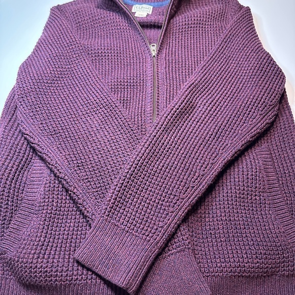 LL Bean Men's Organic Cotton‎ Full Zip Sweater Purple Medium Regular 508221 - Picture 5 of 10